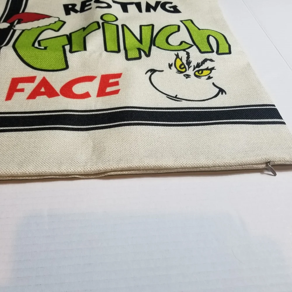 RESTING GRINCH FACE DECORATIVE PILLOW COVER